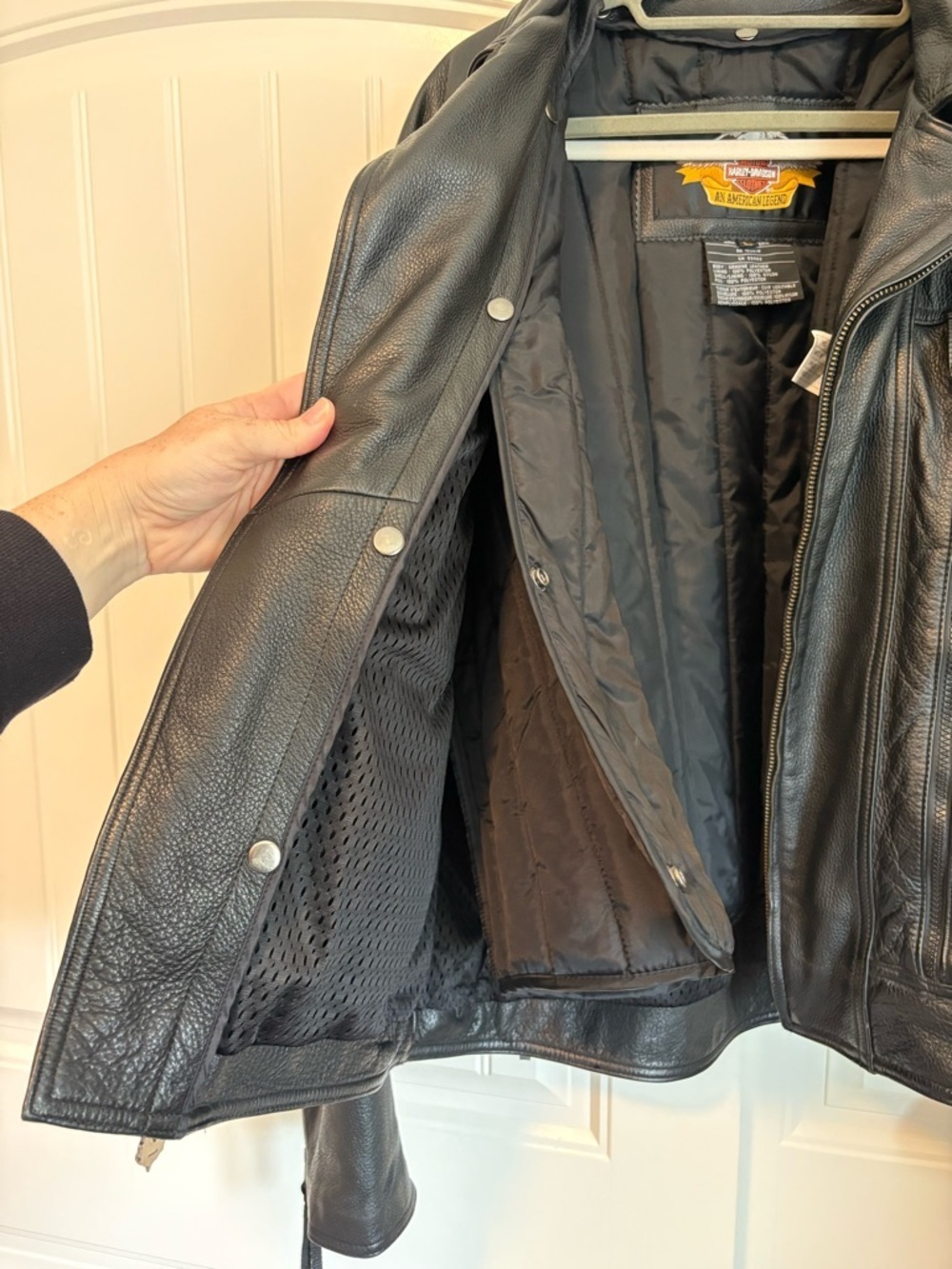 Vintage Harley Davidson 90s Leather Jacket Vented Nevada Black Large - Picture 14 of 14